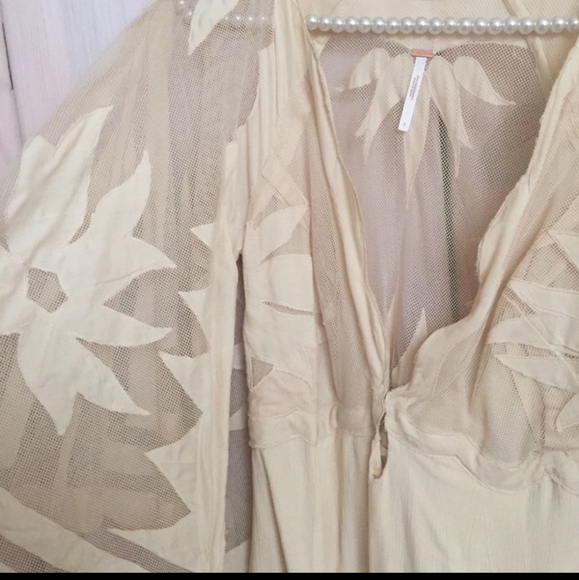 Free People Blue Mahoe plunging Dress In Cream - Picture 3 of 5